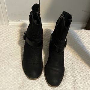 black heeled boots